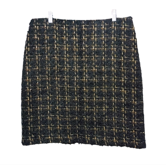 J. McLaughlin Black Gold Mohair Tweed Elm Pencil Skirt Women's Size 12 NWT - Picture 4 of 8
